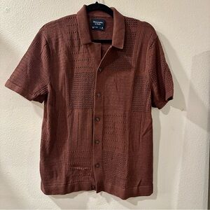 Abercrombie Patchwork Stitch Button-Through Sweater Polo - Sz M
